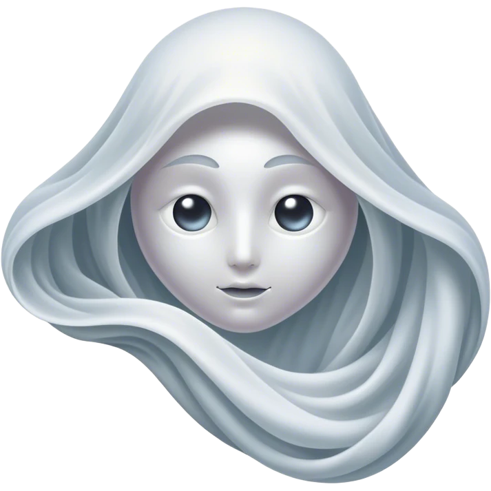 Regal and mysterious, with a flowing, sheet-like form draped in silvery-white hues, softly billowing as if caught in an unseen breeze, eye holes glowing with deep, thoughtful wisdom, simplified yet sophisticated, highly detailed, with a soft spectral radiance, high shine, exuding quiet authority, with a glowing outline that captures the essence of an ancient, noble spirit drifting through time! emoji