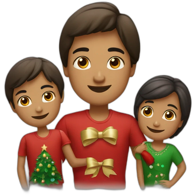Familia navidad 3 hombres una mujer emoji
