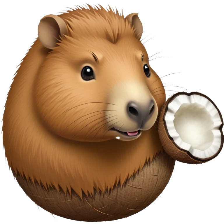 A furry capybara head attached to an oval coconut body with the coconut's natural texture emoji