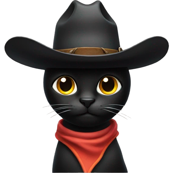 Black cat with a cowboy hat emoji