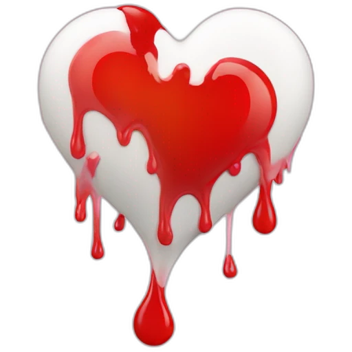 red heart with white liquid dripping from the bottom emoji