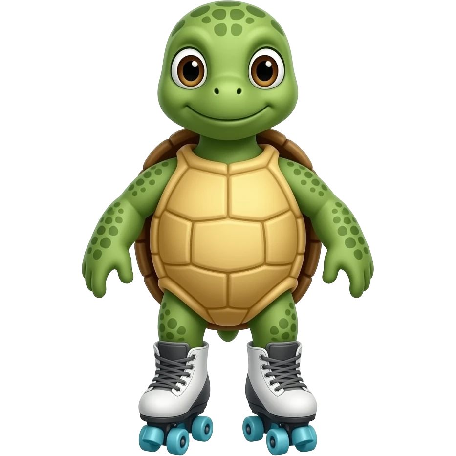 turtle on roller skates, front facing emoji
