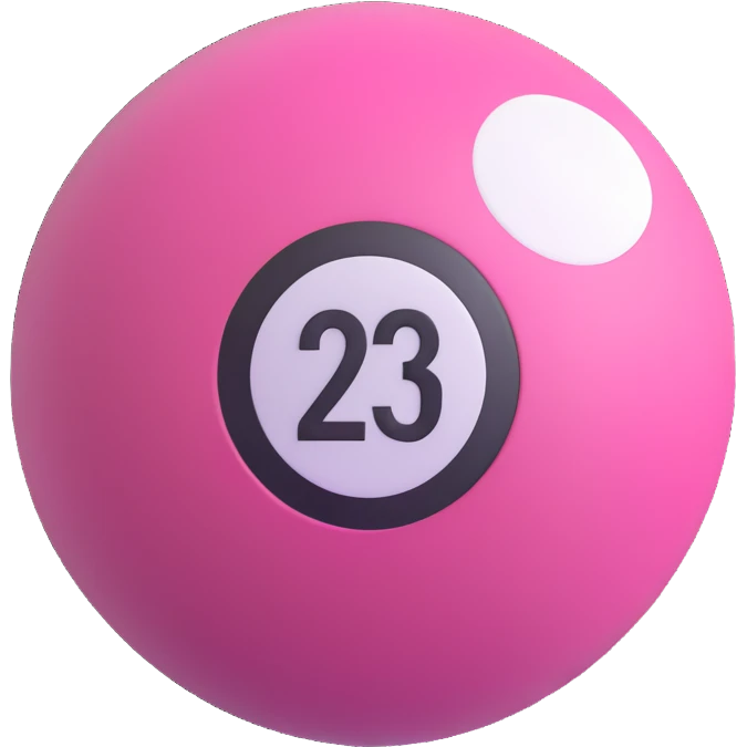 pink billiard ball with the number 23 inside a white circle emoji
