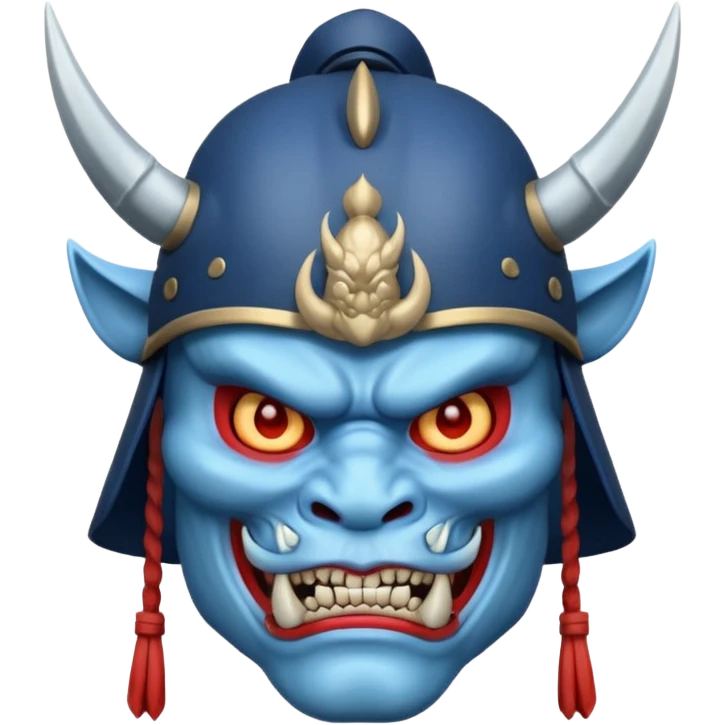 blue oni with samurai helmet face emoji