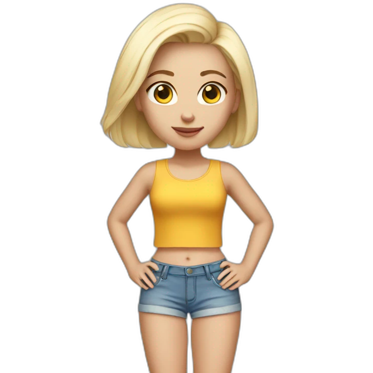 white blonde girl with short shorts emoji