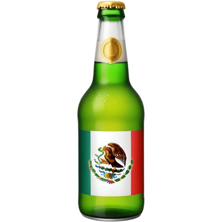 Beer bottle with lime wedge and Mexican flag colors emoji