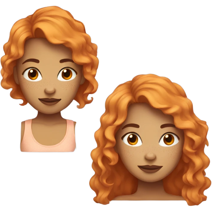girl with orange and slightly wavy hair, with freckles and normal skin color emoji