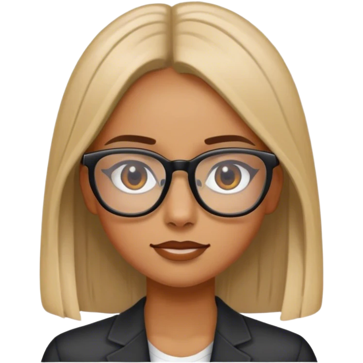 Niña lacia de piel un poco morena y con lentes emoji