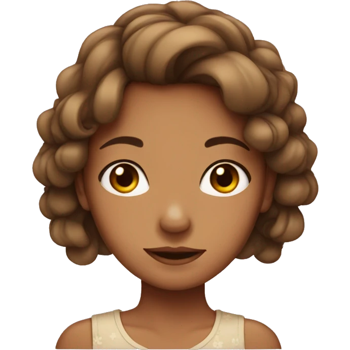 Tan girl with freckles and brown hair with a bow emoji