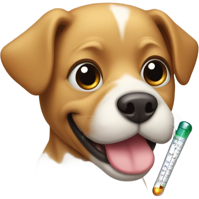 Dog with thermometer in mouth  emoji