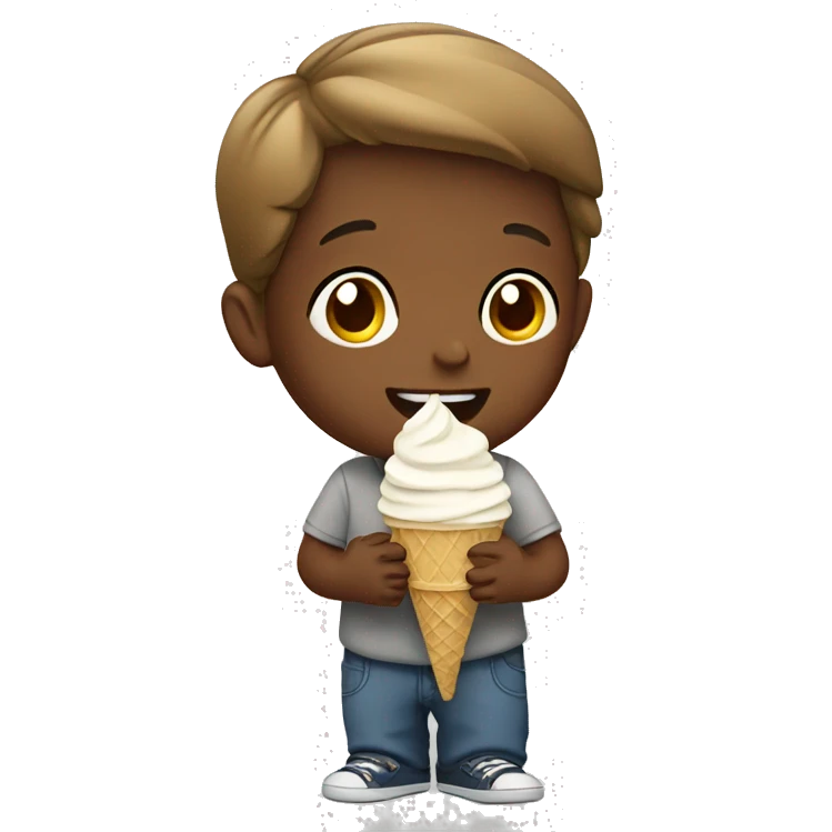 Boy eating ice cream emoji