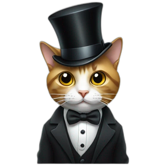 Cat with monocle wearing a top hat and tuxedo emoji