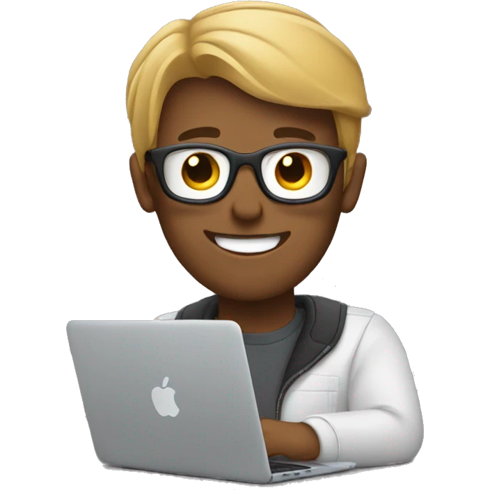 Video editor working on his mac book emoji