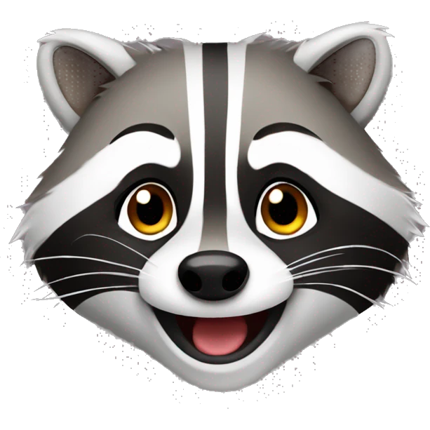 Cheerful raccoon emoji
