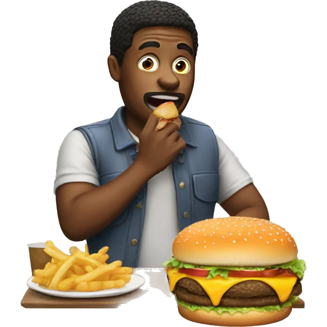 Create an emoji of a men eating burger emoji