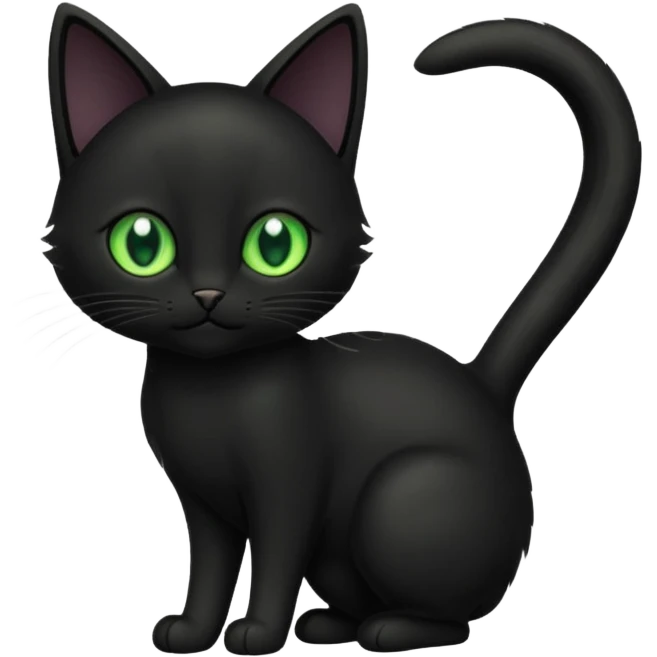 Small black cat with green eyes emoji