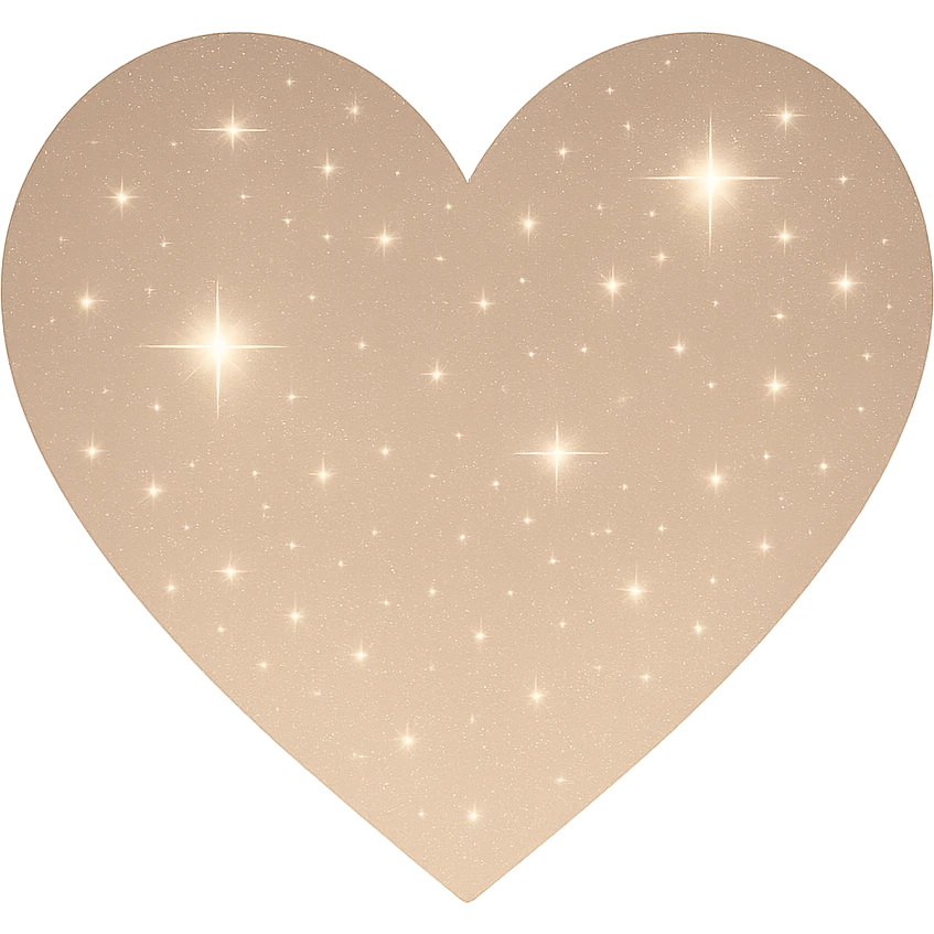 Modify the heart with a night sky gradient to beige night theme with a beige gradient, more stars, and a soft glow. Remove the background entirely  emoji