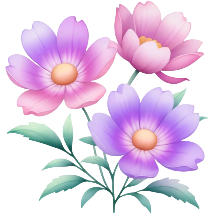 Light pink pastel purple gradients flowers emoji