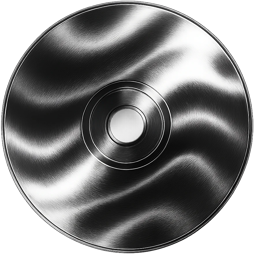 A minimalist CD disc with wave pattern, glowing effect, pink color emoji