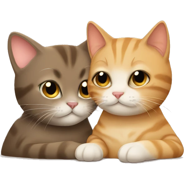 Beige cat cuddles brown cat emoji