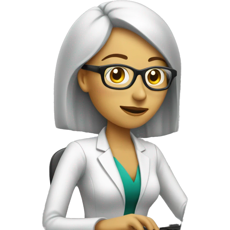 mujer con smokingen computador emoji
