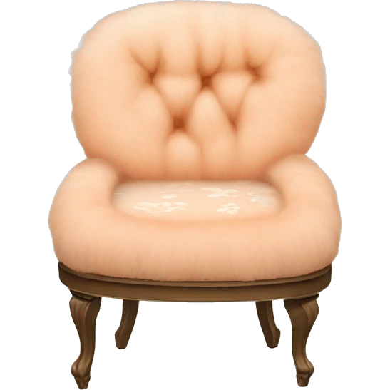 Chair with peach Mongolian curly fur seat with a vintage peach and white floral back and a natural wood frame emoji