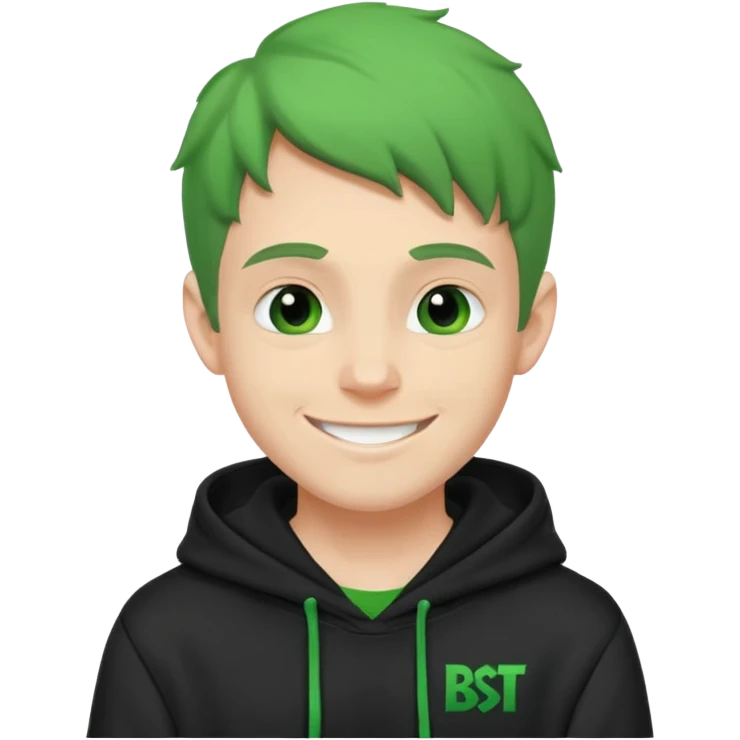 Create an avatar of white european male in hoodie with ``BST`` letters on it/ make him look like grinch emoji