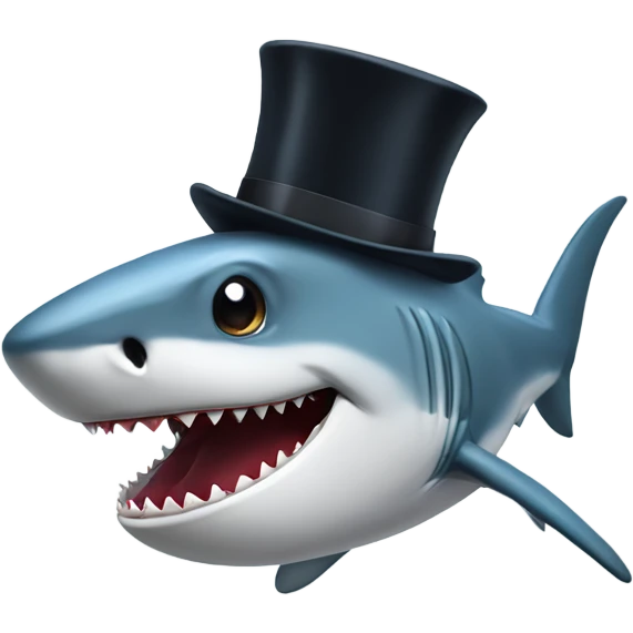 Shark with a top hat emoji