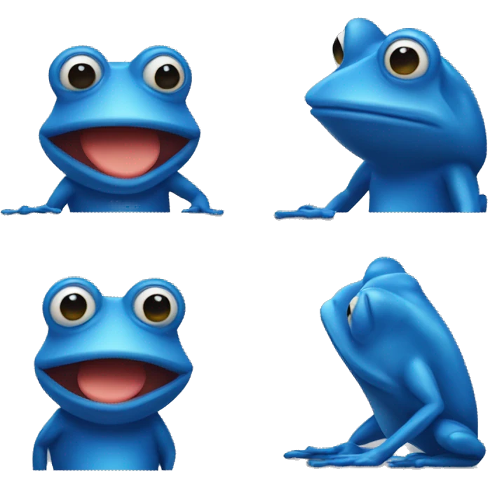 blue frog dressed as a graphic designer emoji