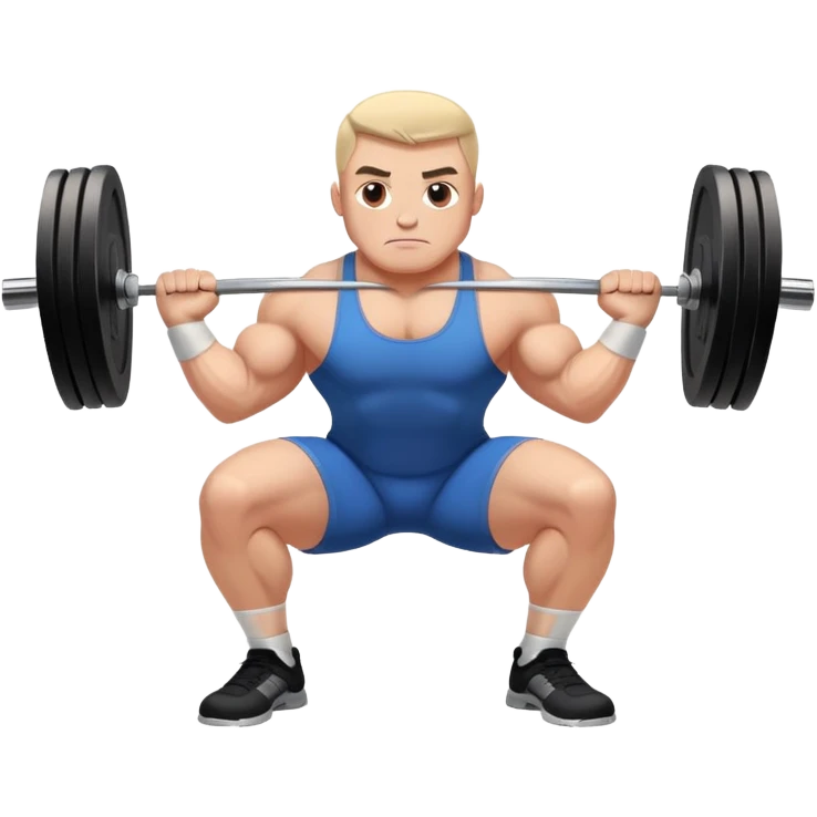 Powerlifter lifting a heavy barbell in a dramatic display of strength, muscles flexing under the pressure. The focus is on the lifter's intense effort and the heavy weights on each side. The background features a gym with weights and equipment, emphasizing the raw power of the sport.  emoji