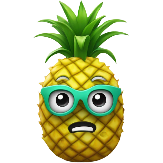 3D elegant shy pineapple  🍍 with big shiny eyes. The pineapple is embarrassed ☺️ emoji