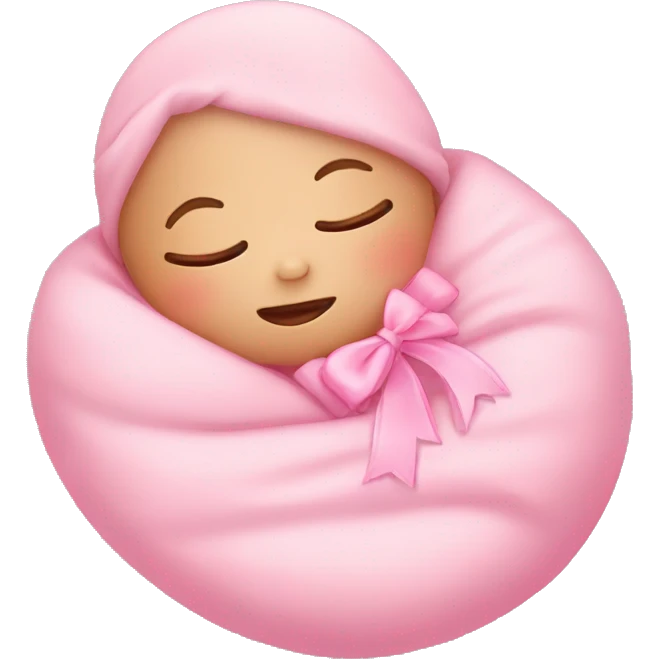 new born with pink bow sleeping emoji