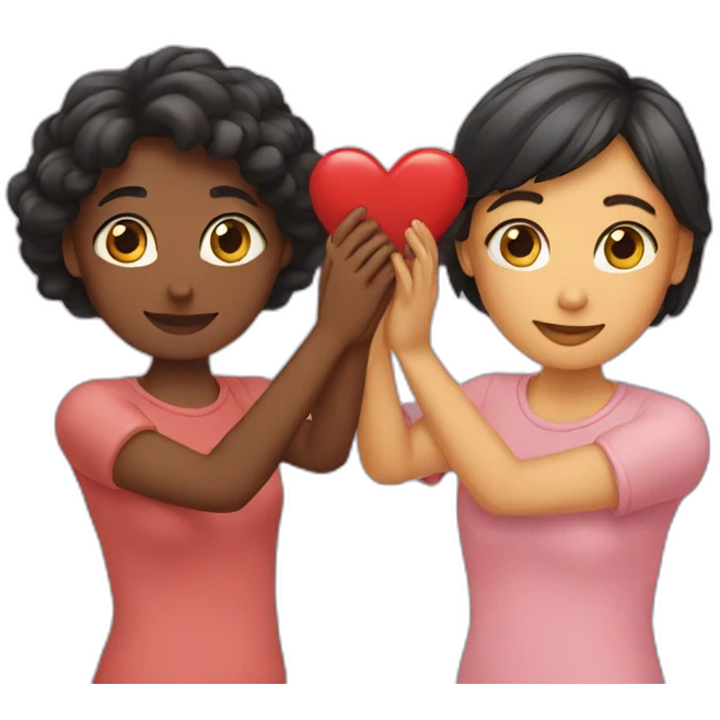 Two friends making heart with her hands  emoji