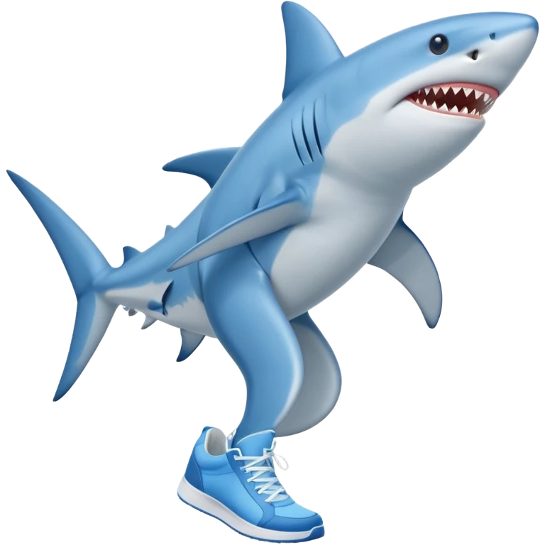 a blue shark walking on two legs, wearing blue high-top sneakers emoji