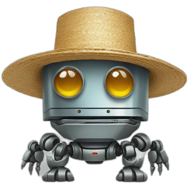robot with fishnet and straw hat emoji
