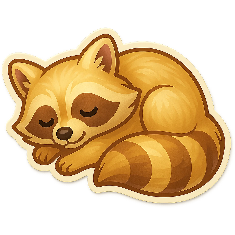 Very Light Blonde raccoon sleeping 2d digital art semi realistic  emoji