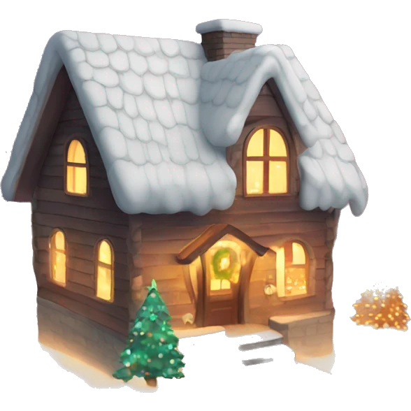 Christmas lighst on cute house emoji