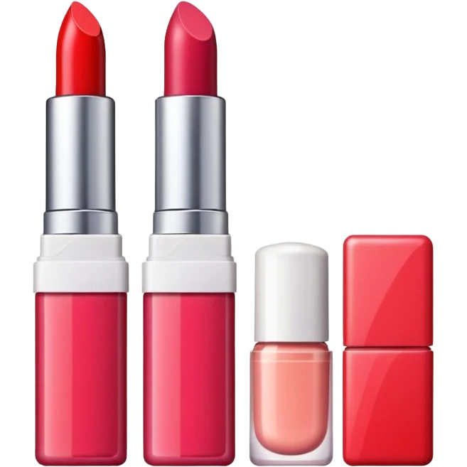 emoji of cards with illustrations of lipstick, serum and hand cream on them
 emoji