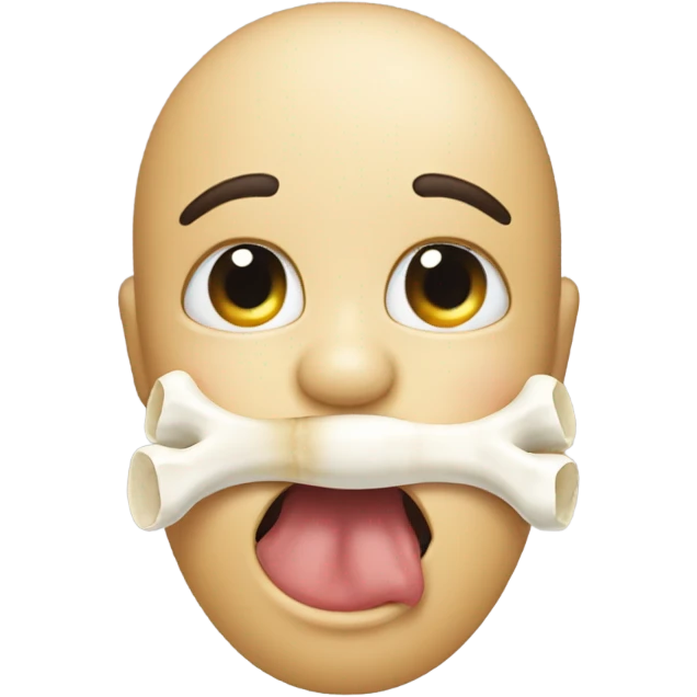 Kissy face emoji with a bone in its mouth emoji
