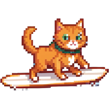 orange cat with green shorts surfing emoji