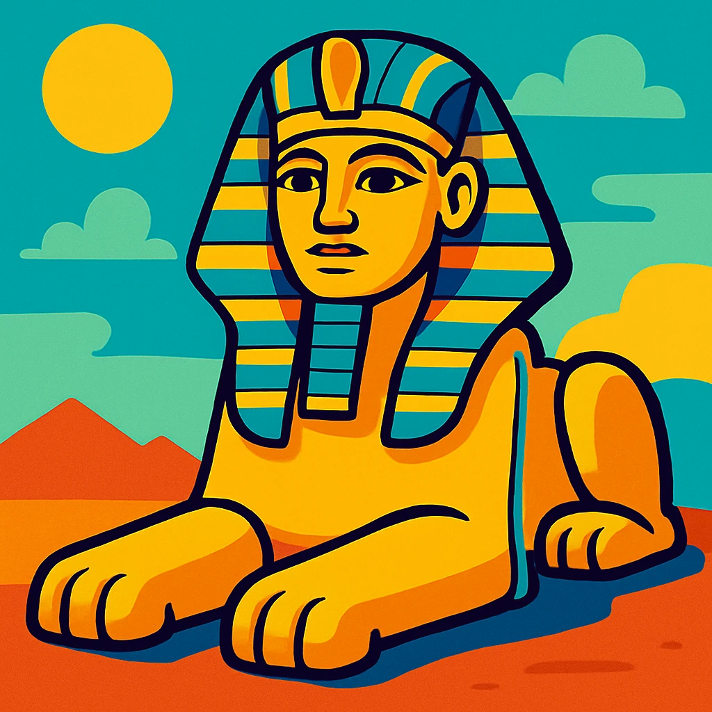 ancient sphinx, vibrant toon style emoji