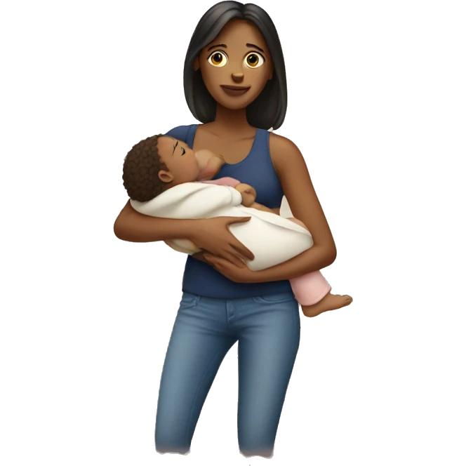 A woman holding a baby on her hip emoji