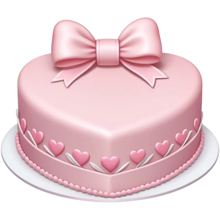 Pastel pink heart shaped cake with fancy white icing and bows emoji