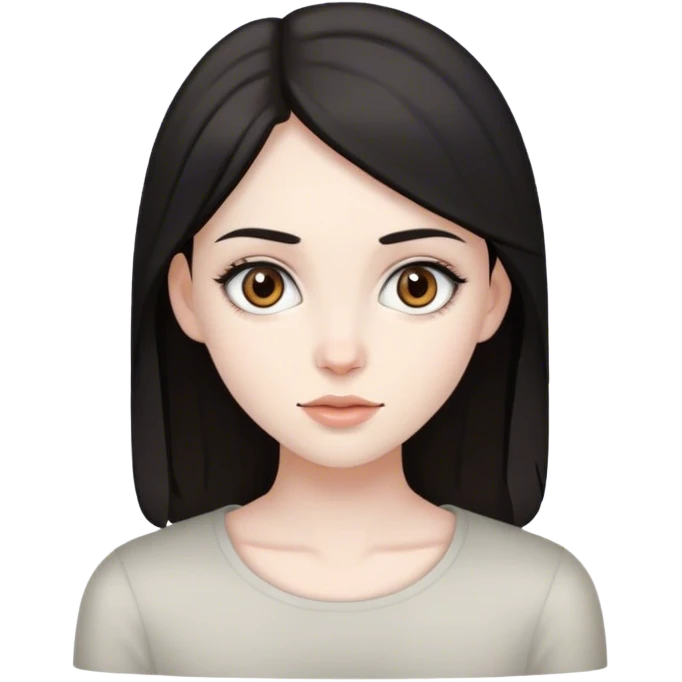 beautiful pale brunette girl with brown eyes and pale man black hair grey eyes emoji