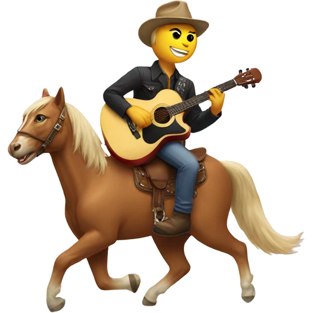 Cat riding a horse playing a guitar  emoji