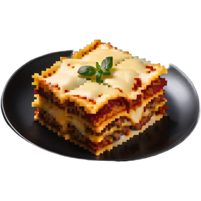 Square piece of lasagna with distinct layers of pasta, meat, and cheese emoji