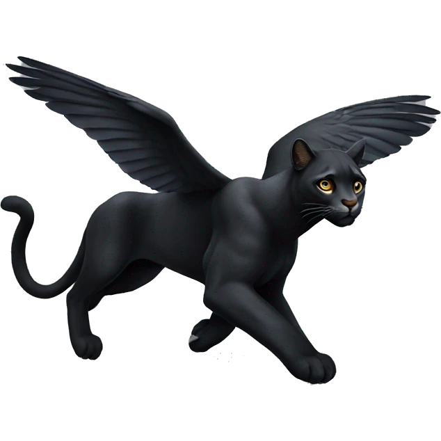 winged black puma flying emoji