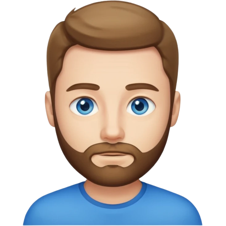Man met een korte baard en felle blauwe ogen rost haar emoji
