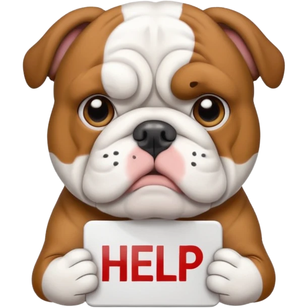 english bulldog holding help sign emoji