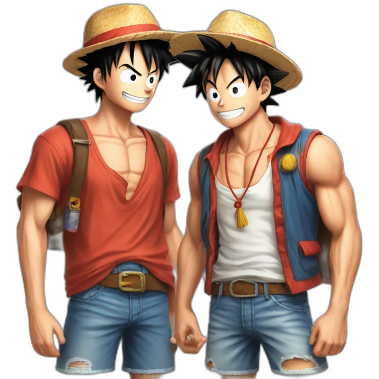luffy and goku drink a coca cola emoji